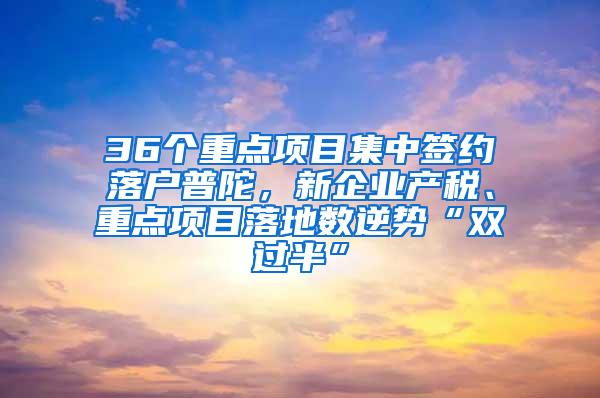 36个重点项目集中签约落户普陀，新企业产税、重点项目落地数逆势“双过半”