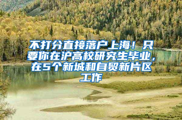 不打分直接落户上海！只要你在沪高校研究生毕业，在5个新城和自贸新片区工作