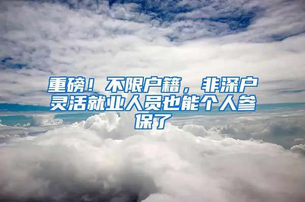 重磅！不限户籍，非深户灵活就业人员也能个人参保了