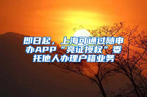 即日起，上海可通过随申办APP“亮证授权”委托他人办理户籍业务
