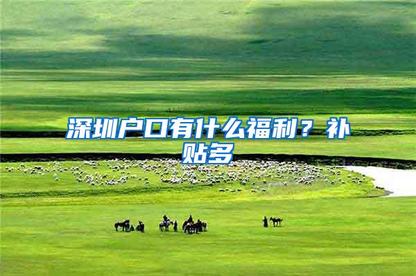 深圳户口有什么福利？补贴多