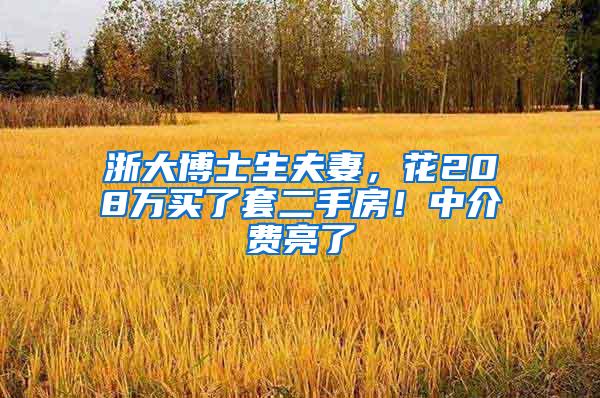浙大博士生夫妻，花208万买了套二手房！中介费亮了