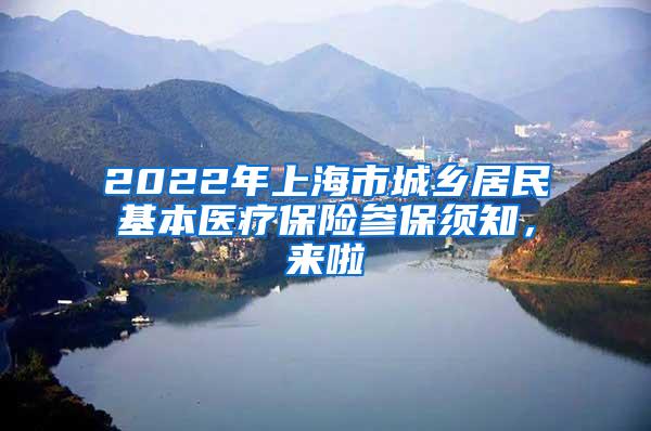 2022年上海市城乡居民基本医疗保险参保须知，来啦