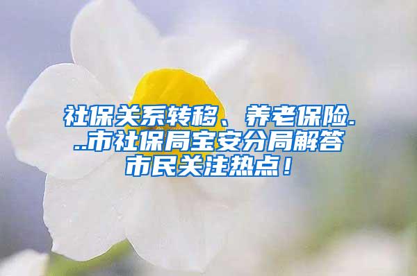 社保关系转移、养老保险...市社保局宝安分局解答市民关注热点！