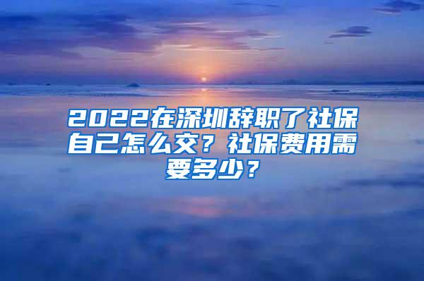 2022在深圳辞职了社保自己怎么交？社保费用需要多少？