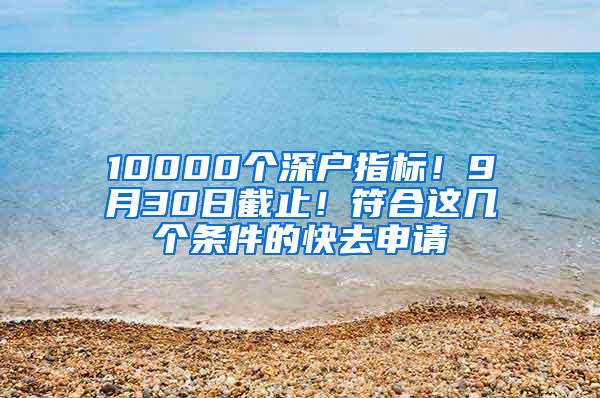 10000个深户指标！9月30日截止！符合这几个条件的快去申请