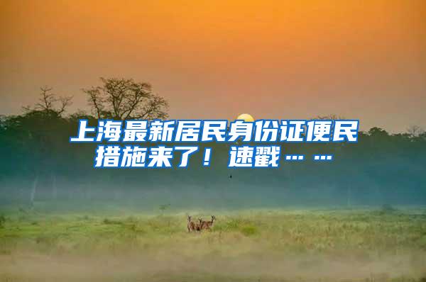 上海最新居民身份证便民措施来了！速戳……