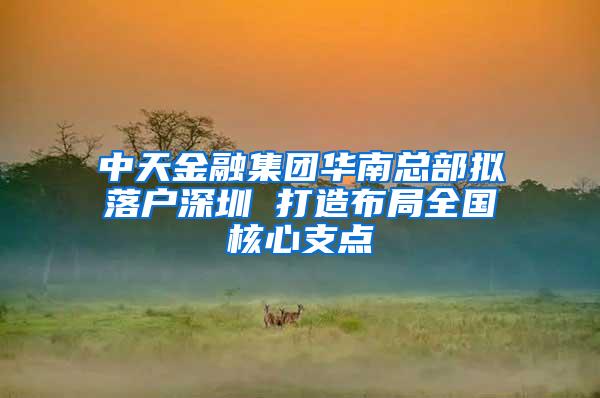 中天金融集团华南总部拟落户深圳 打造布局全国核心支点