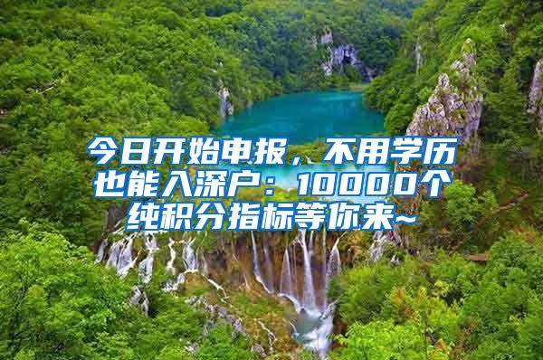 今日开始申报，不用学历也能入深户：10000个纯积分指标等你来~