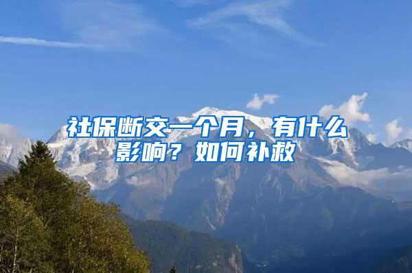 社保断交一个月，有什么影响？如何补救