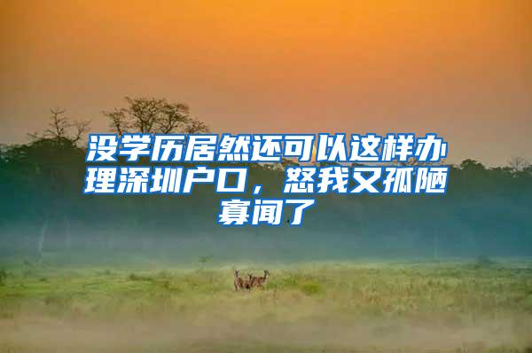 没学历居然还可以这样办理深圳户口，怒我又孤陋寡闻了