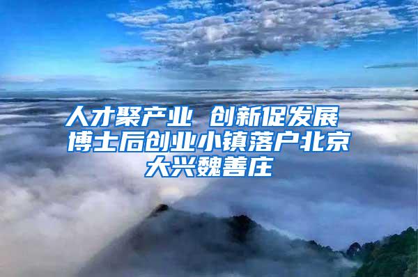 人才聚产业 创新促发展 博士后创业小镇落户北京大兴魏善庄