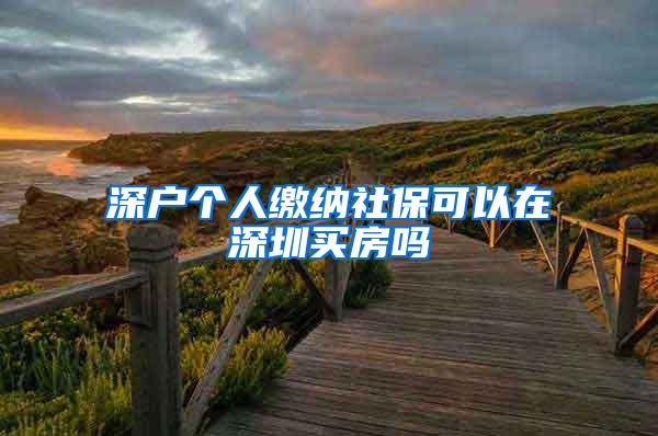 深户个人缴纳社保可以在深圳买房吗