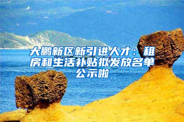 大鹏新区新引进人才：租房和生活补贴拟发放名单公示啦