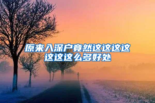 原来入深户竟然这这这这这这这么多好处
