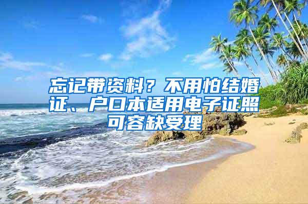 忘记带资料？不用怕结婚证、户口本适用电子证照可容缺受理
