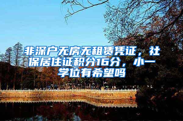 非深户无房无租赁凭证，社保居住证积分16分，小一学位有希望吗