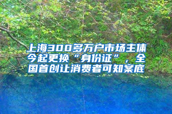 上海300多万户市场主体今起更换“身份证”，全国首创让消费者可知案底