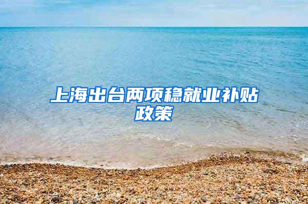 上海出台两项稳就业补贴政策