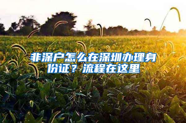 非深户怎么在深圳办理身份证？流程在这里