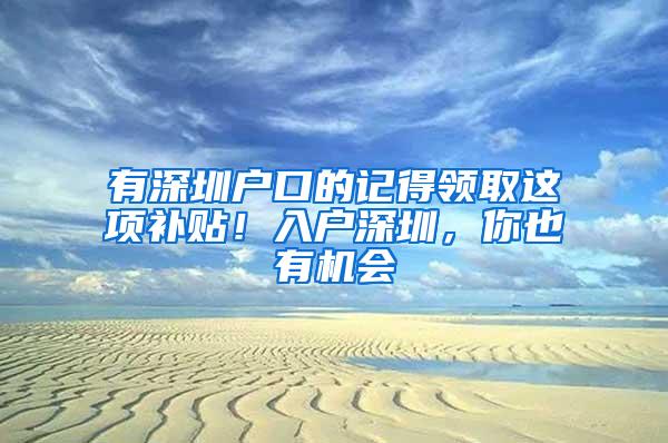 有深圳户口的记得领取这项补贴！入户深圳，你也有机会