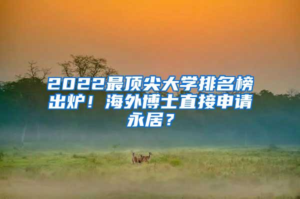 2022最顶尖大学排名榜出炉！海外博士直接申请永居？