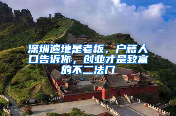 深圳遍地是老板，户籍人口告诉你，创业才是致富的不二法门