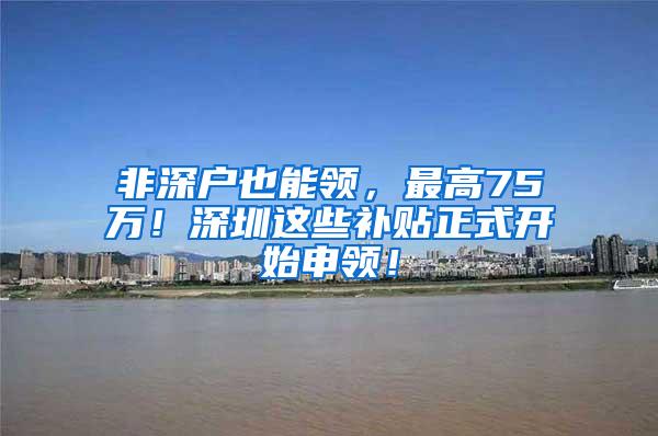 非深户也能领，最高75万！深圳这些补贴正式开始申领！