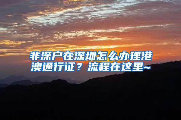 非深户在深圳怎么办理港澳通行证？流程在这里~