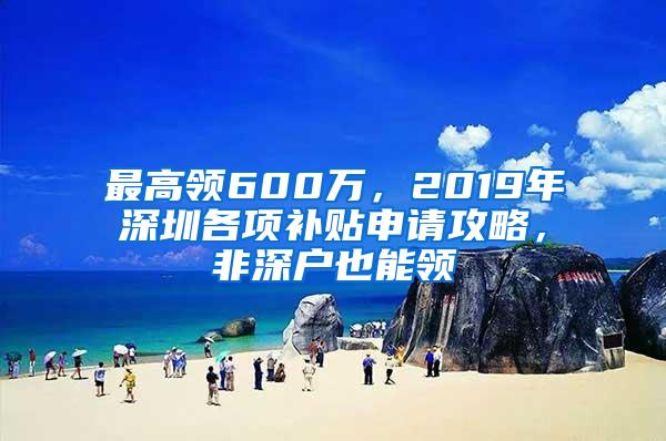 最高领600万，2019年深圳各项补贴申请攻略，非深户也能领