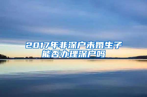 2017年非深户未婚生子能否办理深户吗