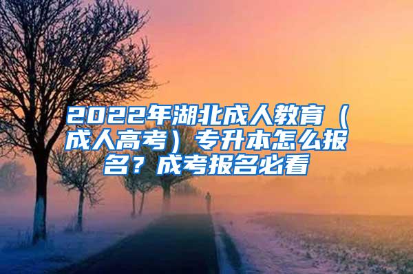 2022年湖北成人教育（成人高考）专升本怎么报名？成考报名必看