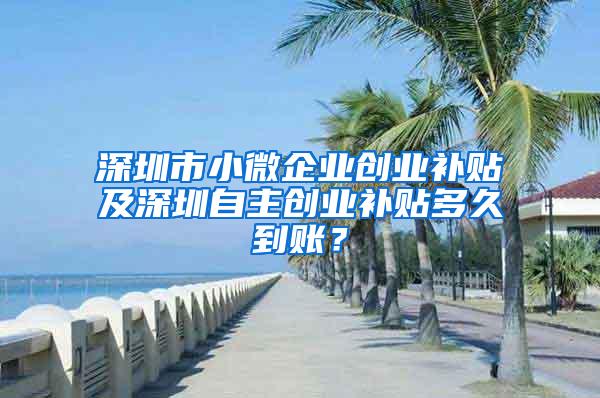 深圳市小微企业创业补贴及深圳自主创业补贴多久到账？
