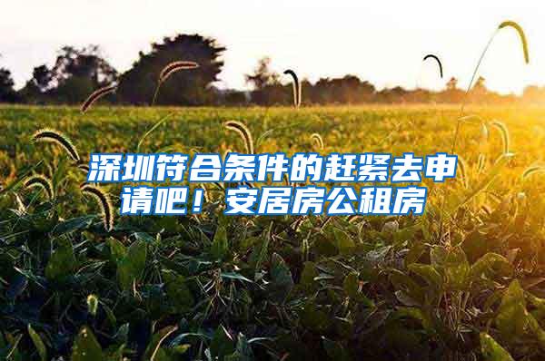 深圳符合条件的赶紧去申请吧！安居房公租房