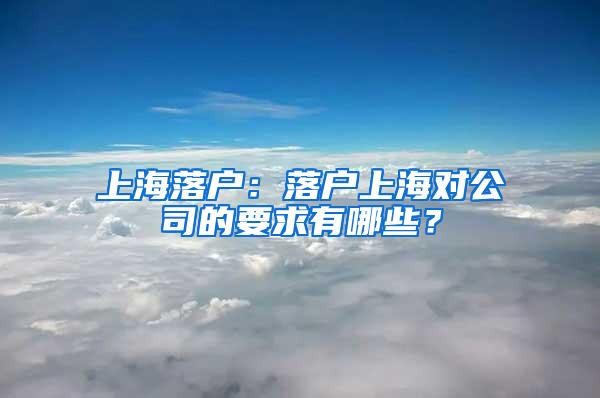 上海落户：落户上海对公司的要求有哪些？