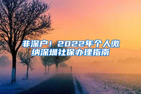 非深户！2022年个人缴纳深圳社保办理指南