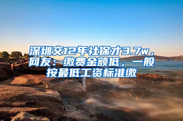 深圳交12年社保才3.7w，网友：缴费金额低，一般按最低工资标准缴