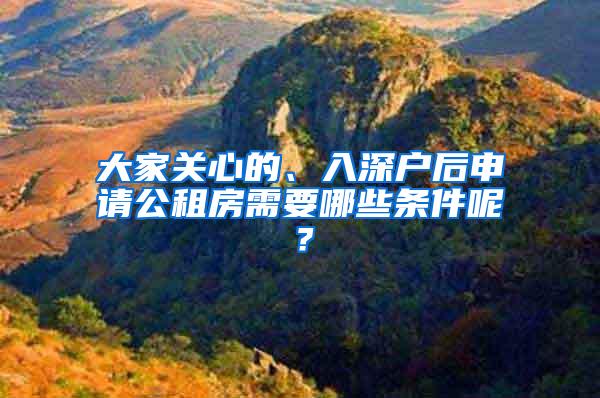 大家关心的、入深户后申请公租房需要哪些条件呢？