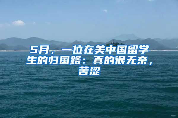 5月，一位在美中国留学生的归国路：真的很无奈，苦涩