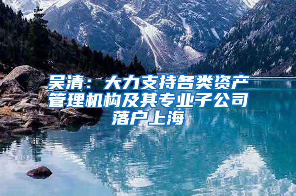 吴清：大力支持各类资产管理机构及其专业子公司落户上海