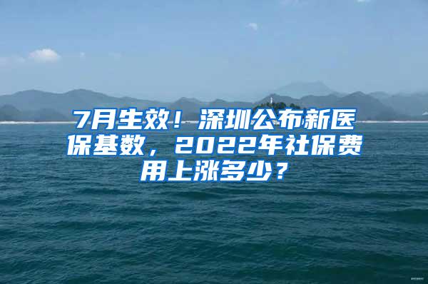 7月生效！深圳公布新医保基数，2022年社保费用上涨多少？