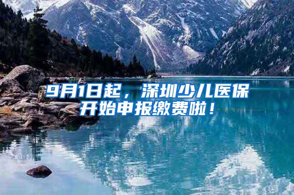 9月1日起，深圳少儿医保开始申报缴费啦！