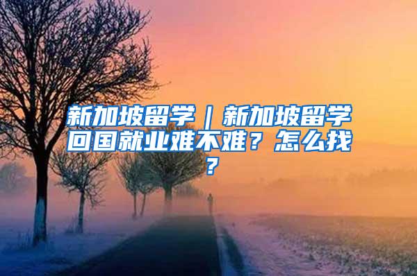 新加坡留学｜新加坡留学回国就业难不难？怎么找？