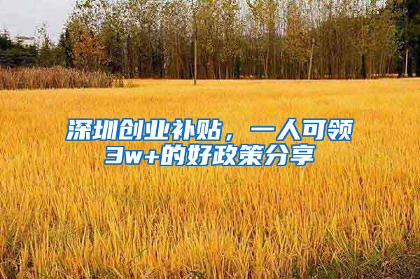 深圳创业补贴，一人可领3w+的好政策分享