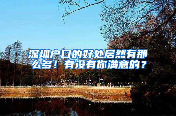 深圳户口的好处居然有那么多！有没有你满意的？