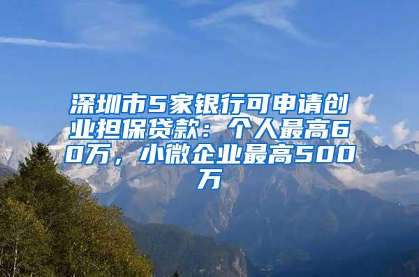 深圳市5家银行可申请创业担保贷款：个人最高60万，小微企业最高500万