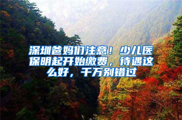 深圳爸妈们注意！少儿医保明起开始缴费，待遇这么好，千万别错过
