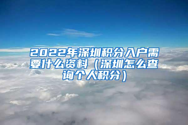 2022年深圳积分入户需要什么资料（深圳怎么查询个人积分）