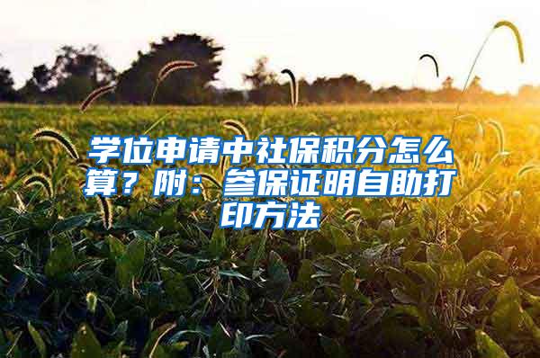 学位申请中社保积分怎么算？附：参保证明自助打印方法
