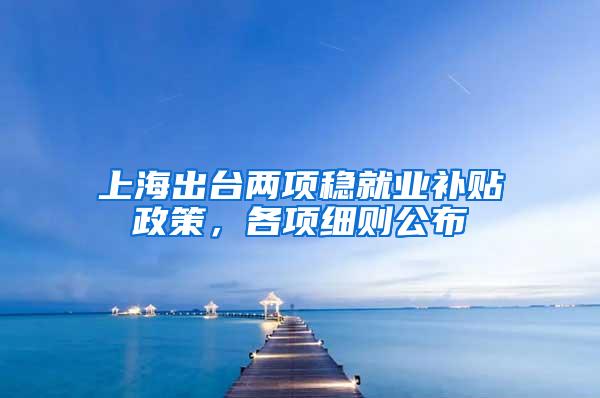 上海出台两项稳就业补贴政策，各项细则公布